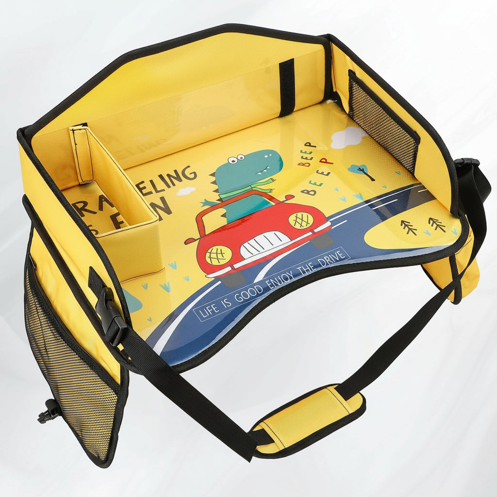 Child Travel Tray for Car Seat Waterproof Storage Mesh Pocket Large Capacity Painting Board Portable Safety Seat Vehicle-Mounted