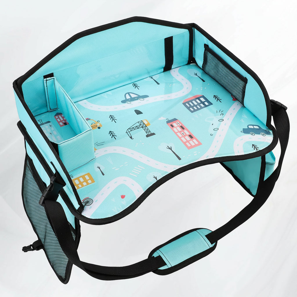 Child Travel Tray for Car Seat Waterproof Storage Mesh Pocket Large Capacity Painting Board Portable Safety Seat Vehicle-Mounted